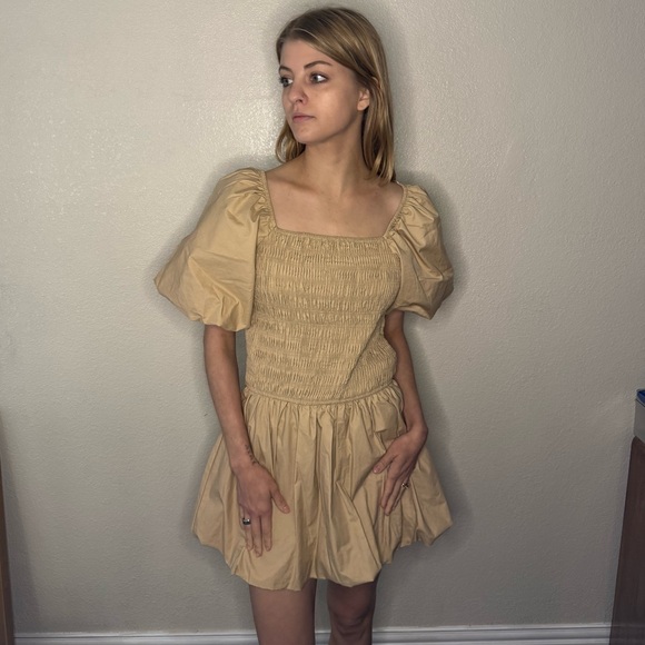 Endless Rose Cream and Tan Bubble Dress - Picture 1 of 6